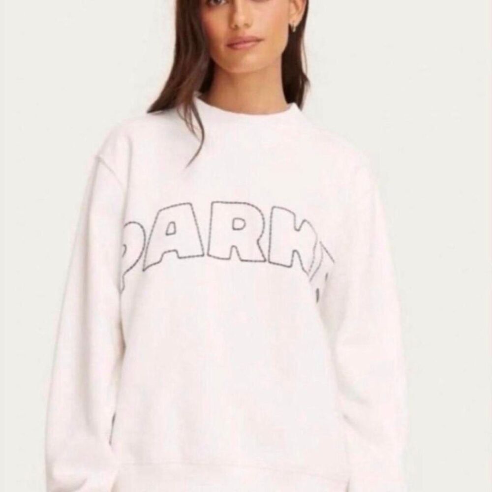 Parke Women's XXS/XS Cream crewneck logo Sweatshirt Target collab preppy fall